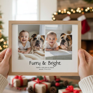 Furry & Bright Whimsical Family Holiday Card