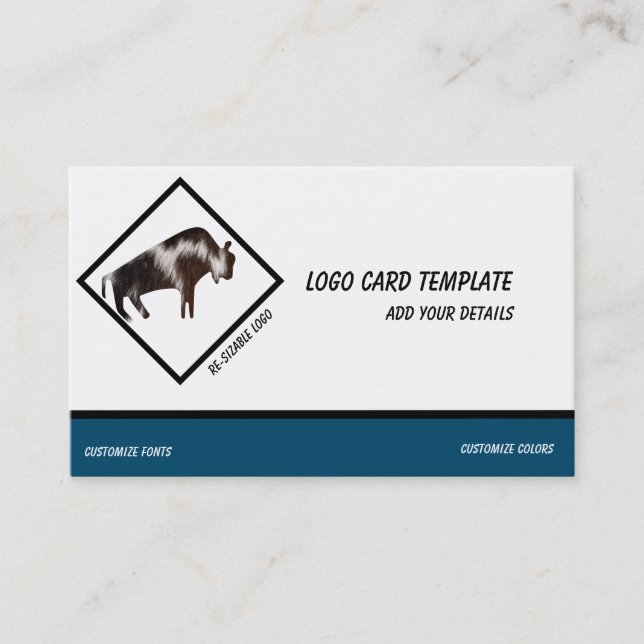 Furry Bull Wild Animal. Logo Business Card (Front)