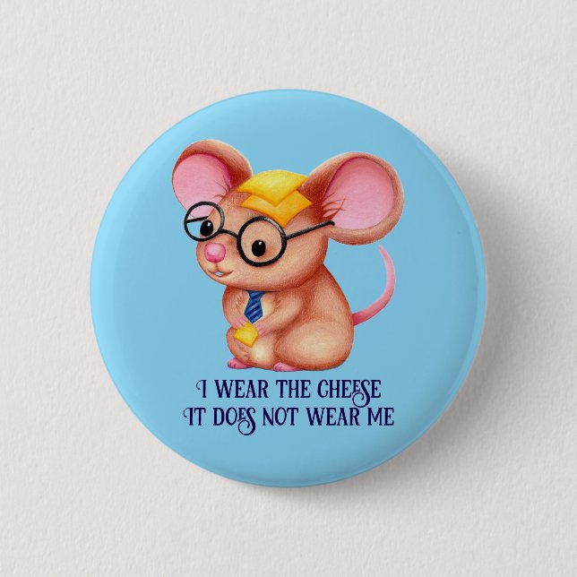 Furry Cheese Man Business Mouse Tie Glasses Nerdy 6 Cm Round Badge (Front)
