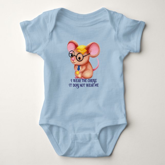 Furry Cheese Man Business Mouse Tie Glasses Nerdy Baby Bodysuit (Front)