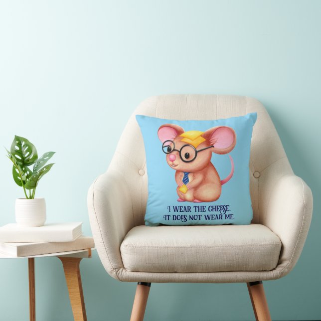 Furry Cheese Man Business Mouse Tie Glasses Nerdy Cushion (Chair)