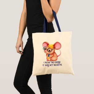 Furry Cheese Man Business Mouse Tie Glasses Nerdy Tote Bag
