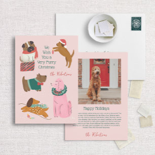 Furry Christmas Unique Dog Illustration Holiday Card