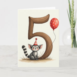Furry Creature 5Th Birthday Card