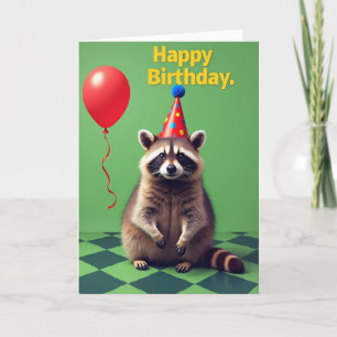 Furry Creature Party Hat Birthday Card