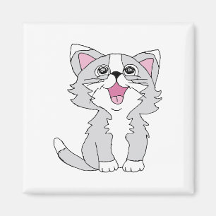 Furry Cute Cat Aesthetic Happy Cat Clipart Drawing Magnet