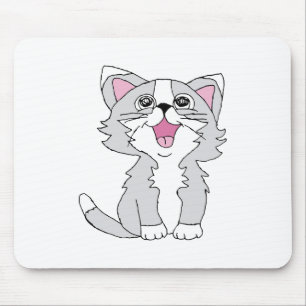 Furry Cute Cat Aesthetic Happy Cat Clipart Drawing Mouse Pad