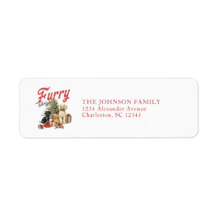 Furry Dog Christmas Return Address Labels