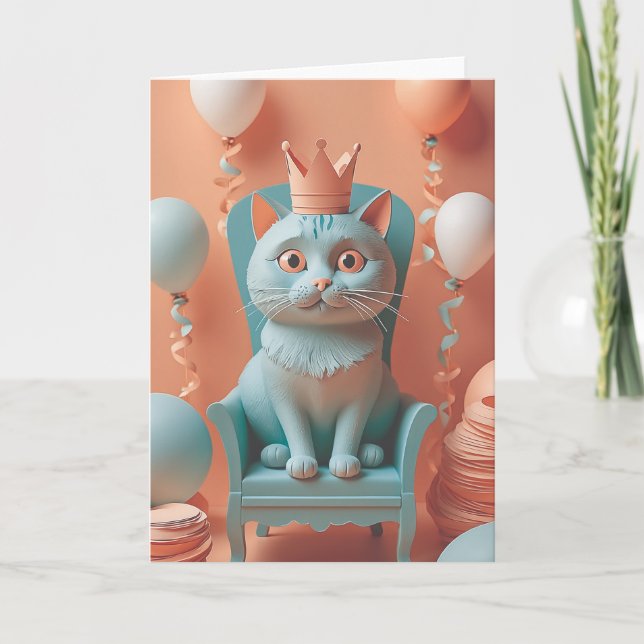 Furry Feline Birthday Bash Card (Front)