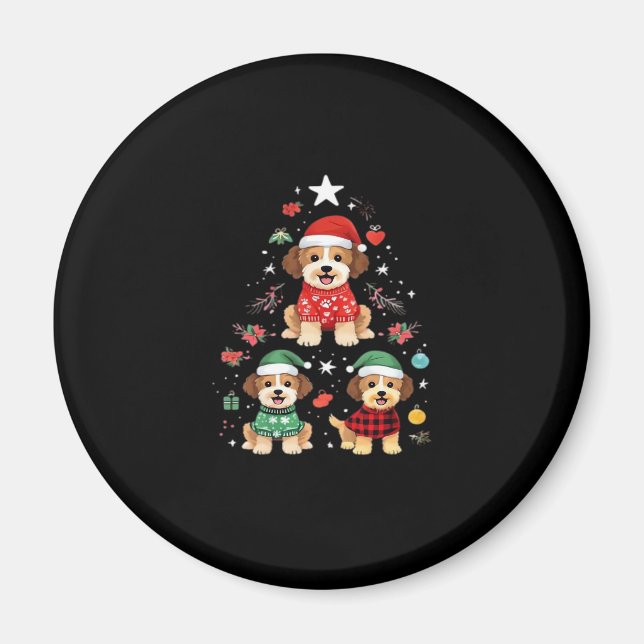 Furry Festive Christmas � Cute Dogs Holiday Tree O Magnet (Front)