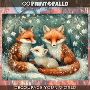 Furry fox family in snowy Christmas time  Tissue Paper