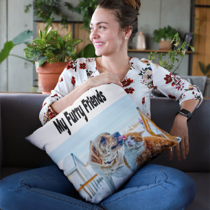 Furry Friends Cat and Dog Photo Cushion