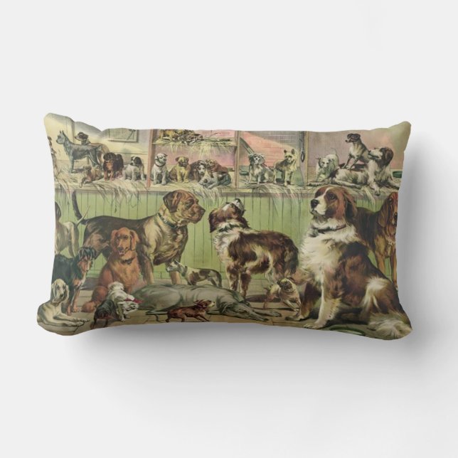 Furry Friends Dog Lovers Lumbar Pillow (Front)