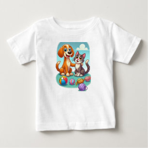 Furry Friends Forever: Dog and Cat Together  Baby T-Shirt
