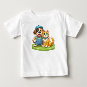 Furry Friends Forever: Dog and Cat Together Baby T-Shirt