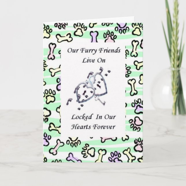 Furry Friends Live On Locked In Our Hearts 3 Card (Front)