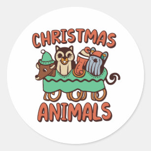 Furry Friends on a Sleigh Ride Adventure Classic Round Sticker