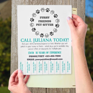 Furry Friends Pet Sitter Small Business Large Flyer