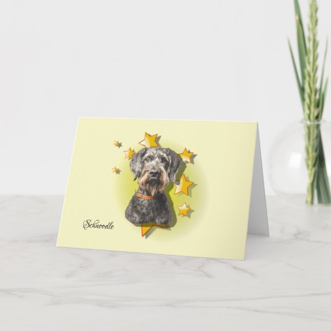 Furry Grey Schnoodle is a Star  Card (Front)