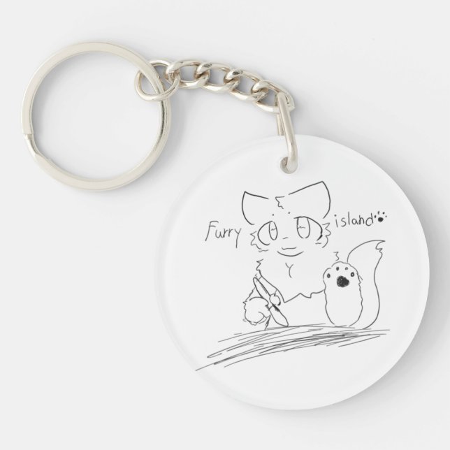 furry island fox and furry island mark key ring (Front)