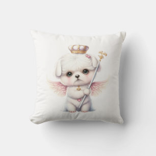Furry Joy: Angel Wing Maltese Dog Puppy Gift Cushion