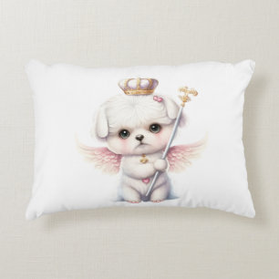 Furry Joy: Angel Wing Maltese Dog Puppy Gift Decorative Cushion