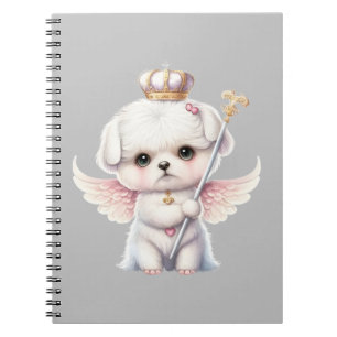 Furry Joy: Angel Wing Maltese Dog Puppy Gift Notebook