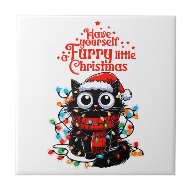 Furry Little Christmas  Ceramic Tile (Front)