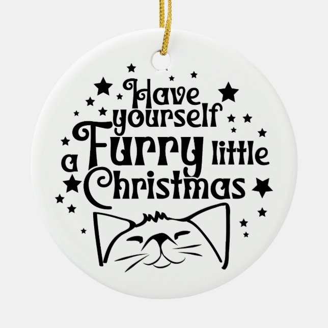Furry Little Christmas | Double Sided Ceramic Ornament (Front)