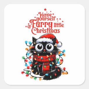 Furry Little Christmas Square Sticker
