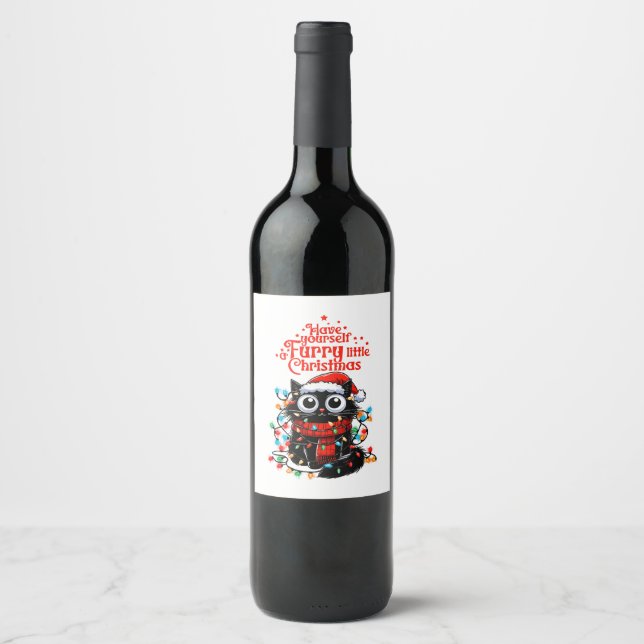 Furry Little Christmas  Wine Label (Front)