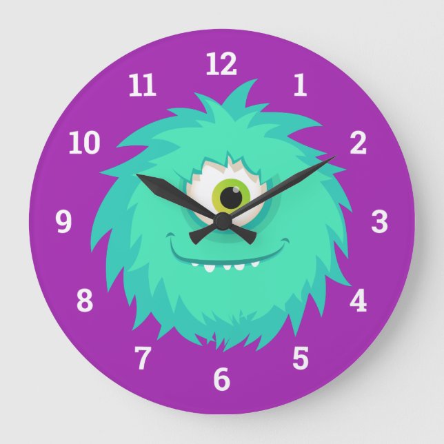 Furry Little Monster Large Clock (Front)
