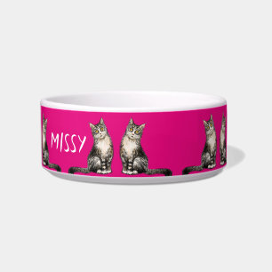 Furry long haired Purry cat bowl