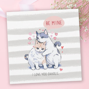 Furry Love Cat Couple Be Mine Valentine's Day Holiday Card
