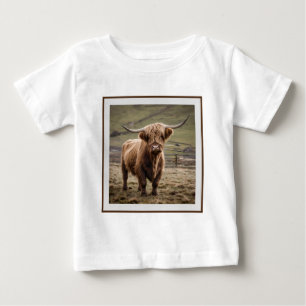 **"Furry Majesty: The Woolly Brown Highland Cow"** Baby T-Shirt