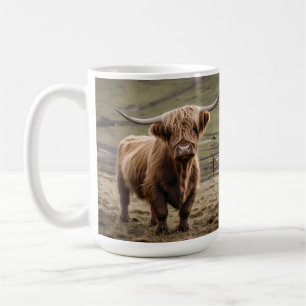 **"Furry Majesty: The Woolly Brown Highland Cow"** Coffee Mug