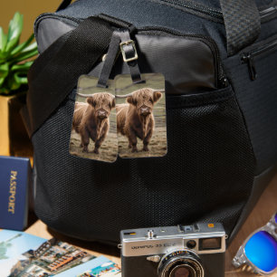 **"Furry Majesty: The Woolly Brown Highland Cow"** Luggage Tag