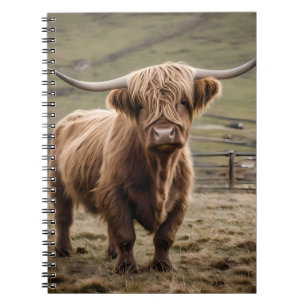**"Furry Majesty: The Woolly Brown Highland Cow"** Notebook