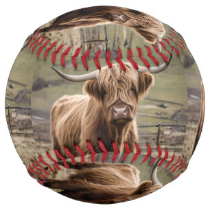 **"Furry Majesty: The Woolly Brown Highland Cow"** Softball