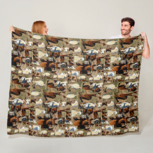 "Furry Moments: An Alpaca Photo Collage" Fleece Blanket