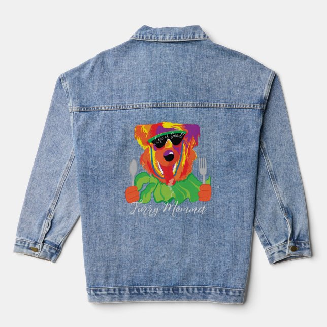 Furry Momma Denim Jacket (Back)