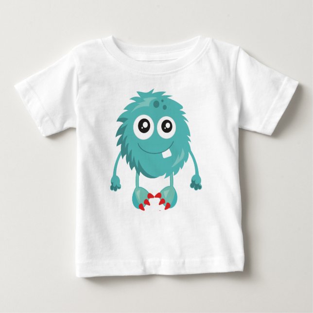 Furry Monster, Blue Monster, Cute Monster, Silly Baby T-Shirt (Front)