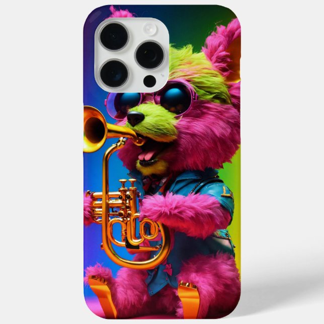 Furry musical dog playing trumpet phone case for i (Back)