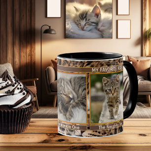 Furry Purry 3 Cat Photos Personalised Mug