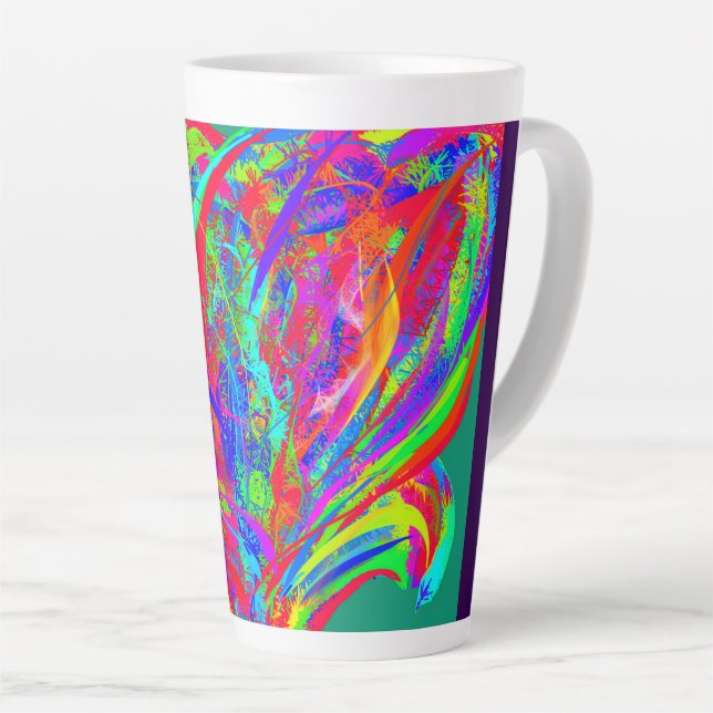 Furry Rainbow Colored Flower  Latte Mug (Right Angle)