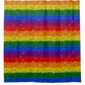 Furry Rainbow Shower Curtain