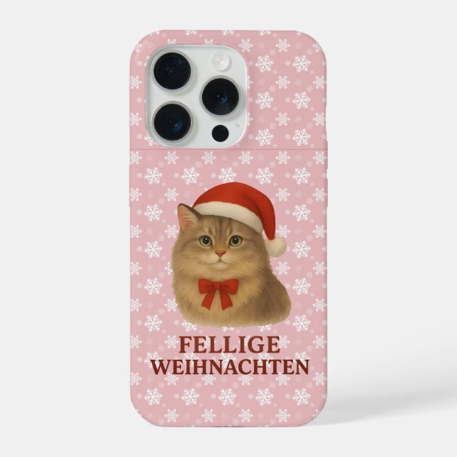 Furry Siberian Christmas Cat iPhone Case (Back)