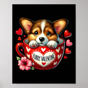 Furry Valentine Adorable Corgi Puppy Love Poster