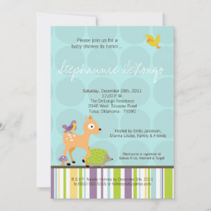 Furry Woodland Forest Anima Baby Shower Invitation