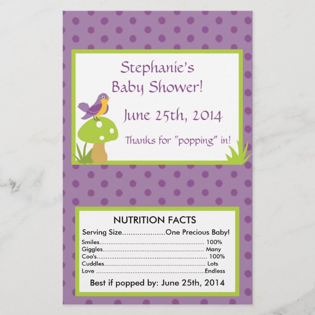 Furry Woodland Purple Microwave Popcorn Wrapper (Front)